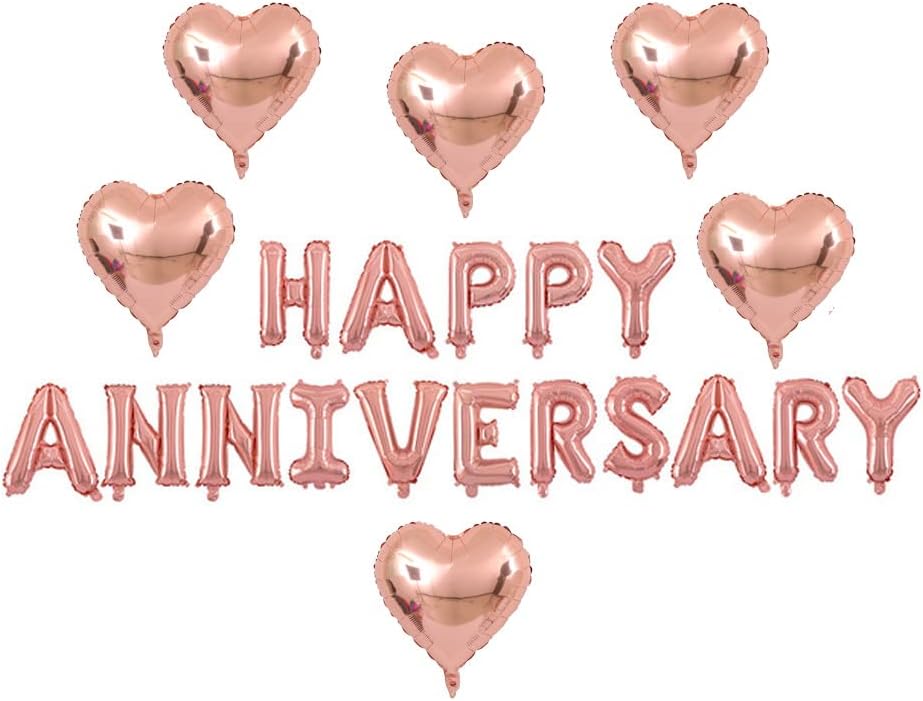 Happy Anniversary Balloon Rose Gold